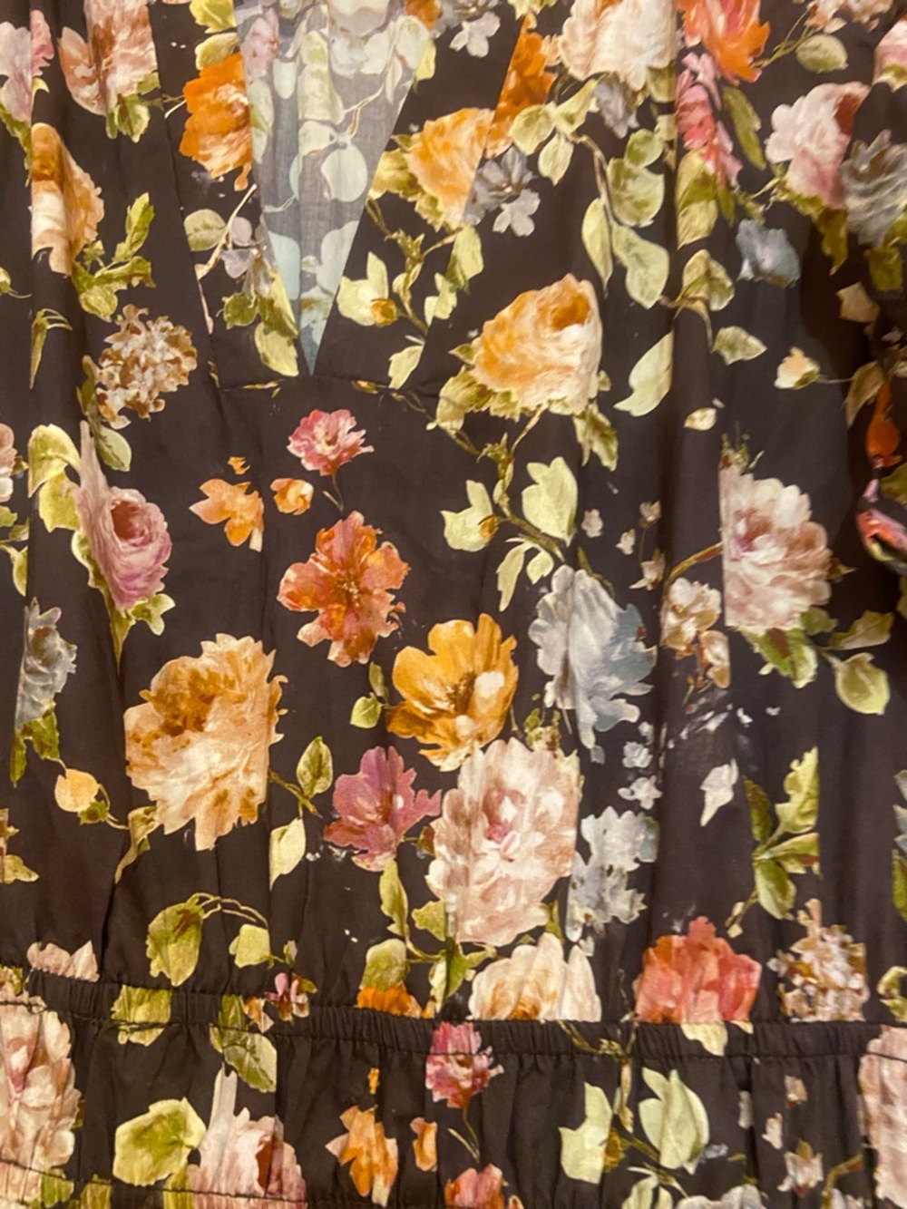 entro Brown Floral Maxi Dress with Puff Sleeves - Picture 3 of 3